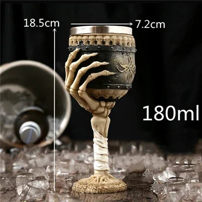 600ml Viking Skull Mug Stainless Steel Coffee Mugs Travel Cup Horn Drinking Tea Mug Halloween Decoration Ceramic Tiki Mug