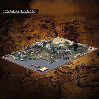 UCS Rings Famous Movie Moc The Middle Earth Map Building Blocks Principal Locations Technology Bricks Display Model Toys Gifts