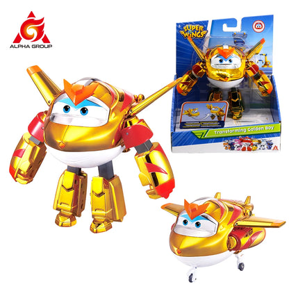 Super Wings 5 Inches Transforming Traver Transforms from Airplane to Robot in 10 Steps Deformation Action Figures Kid Toys Gift