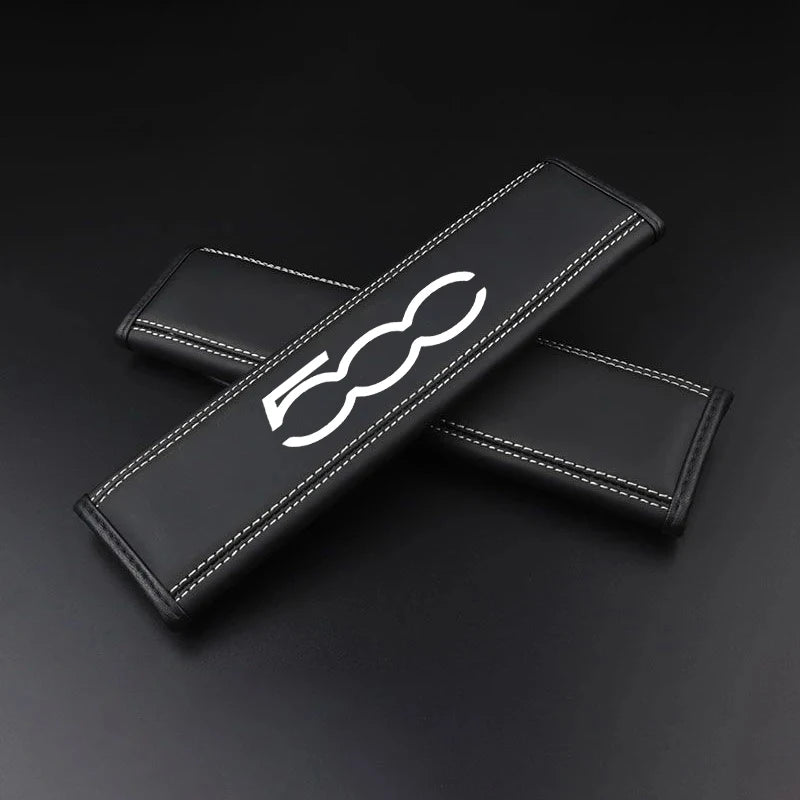 2Pcs Car Seat Belt Leather Safety Belt Shoulder Covers Interior For Fiat 500 500L 500S 500X 500C 500E 500L 500S 500X 500C 500E