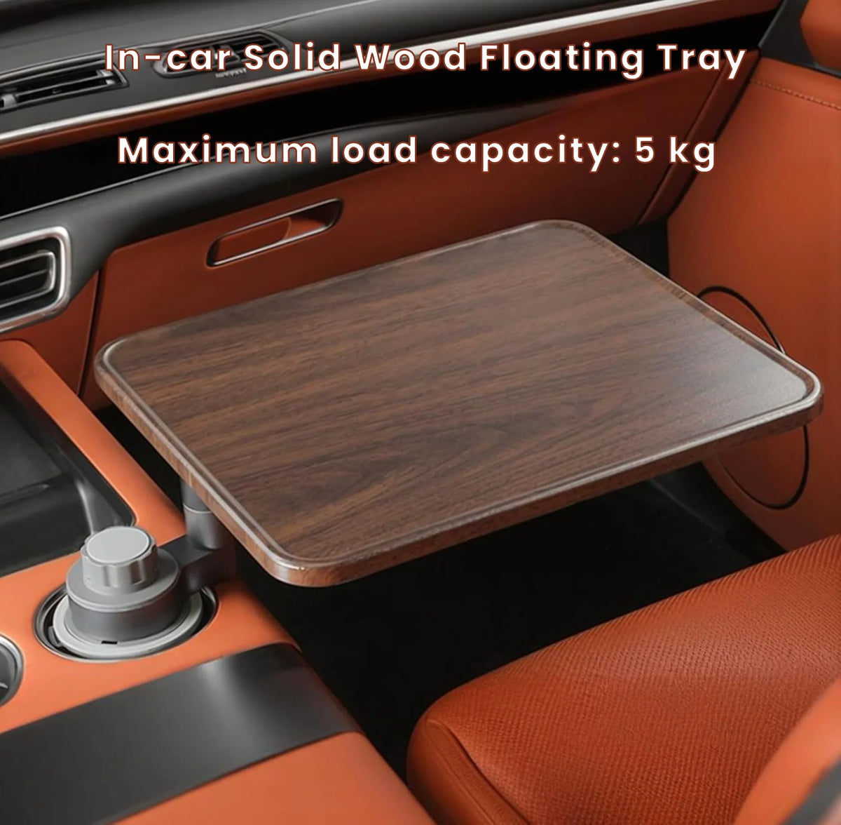 Fold-down Tray For Cars Multi-Function Drink Holder with Food Table 360-Degree Adjustable Base Tray for Snack