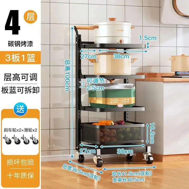 Light Luxury Metal Kitchen Trolleys Creative Storage Cart Modern Home Furniture Floor Multi-layer Fruit Vegetable Snacks Shelf