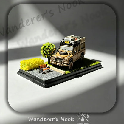 New 1:64 Car Model Scene Display Box Trendy Model Ornament Spring Summer Autumn Winter Four‑Season Grass Base Home Decorations