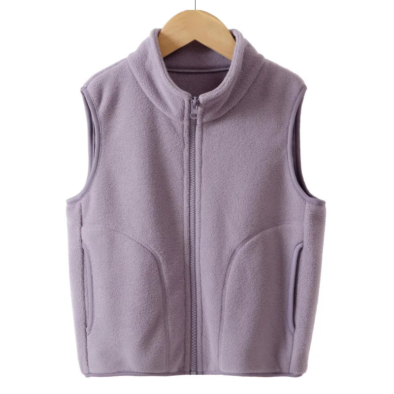 Autumn Kid Vest Winter Warm Fleece Sleeveless Jacket For Boys Girls Casual Versatile Teenage Children Outerwear