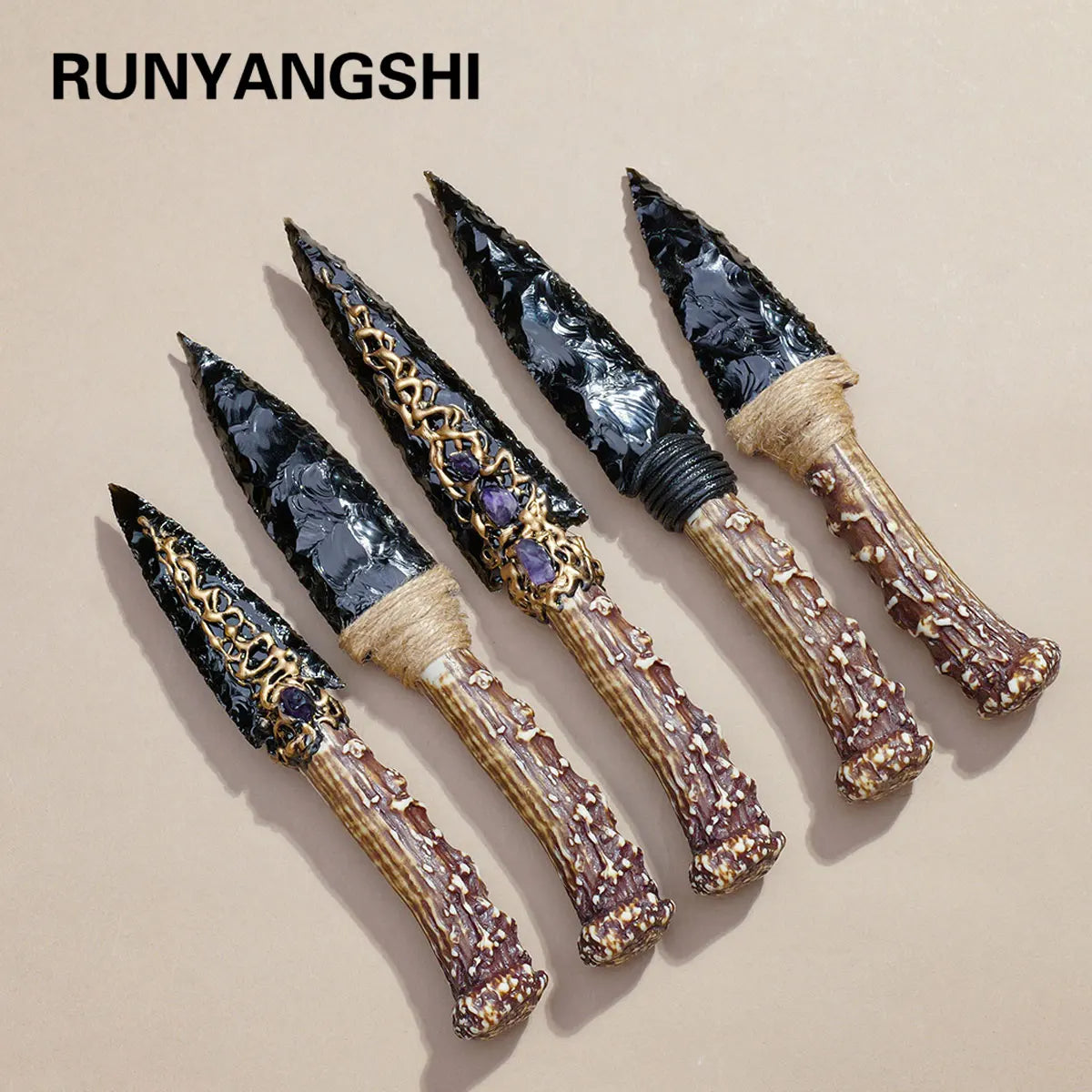 1PC Crystal Obsidian model | Natural Stone Model Knife | Polished Unbladed Craft | Crystal Decorative Art Not a real
