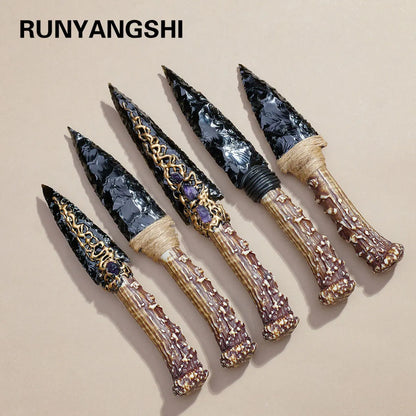 1PC Crystal Obsidian model | Natural Stone Model Knife | Polished Unbladed Craft | Crystal Decorative Art Not a real