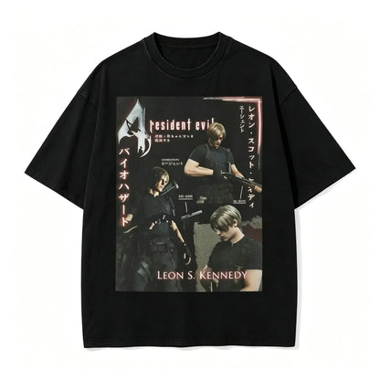 Resident Evil Village Women Dimirescu Retro Manga Poster Unisex T-shirt Black Cotton Short Sleeved T-shirt Gaming Enthusiast Top
