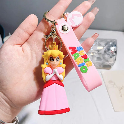 Mario Keychain Mario Bros Luigi Figure Toad Yoshi Bowser Action Figure Model Cartoon Bag Doll Pendant Toys Gift