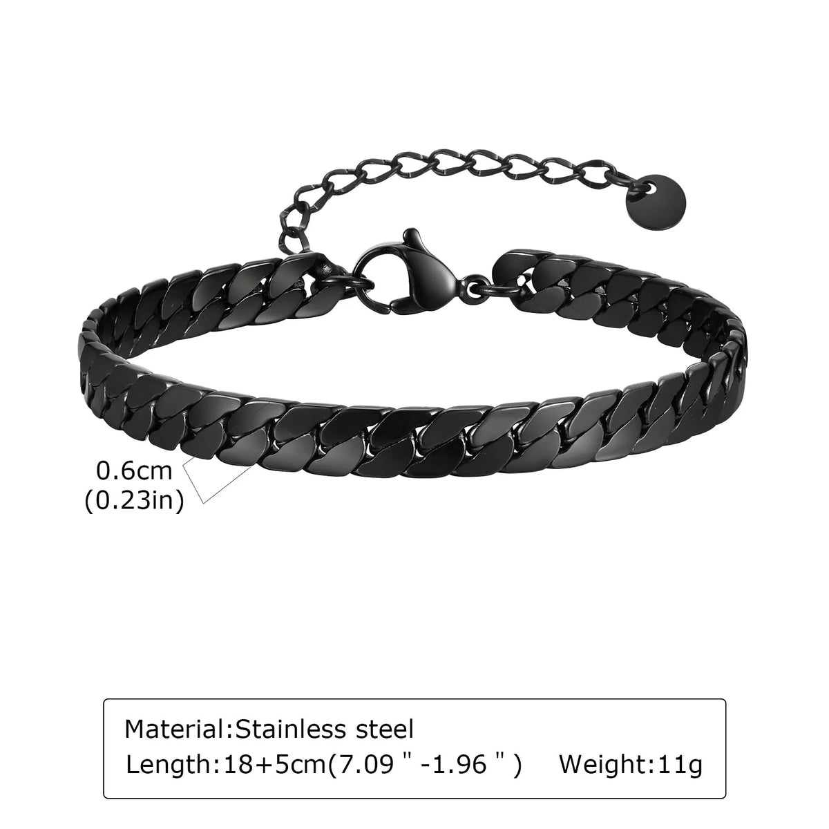 Casual Black Chain Bracelet for Men,Stainless Steel Byzantine Braided Link Wristband,Birthday Gift for Father Husband Son