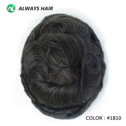 0.12-0.14mm PU Men Toupee Full Thickness Skin Indian Human Hair Men's Capillary Prothesis 130% Density Wig Man