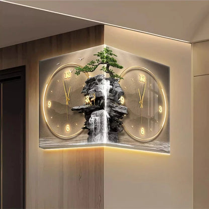 Modern Double Sided Corner Wall Clock Living Room Decoration LED Clock Mural Lamp Restaurant Background Wall Digital Wall Watch