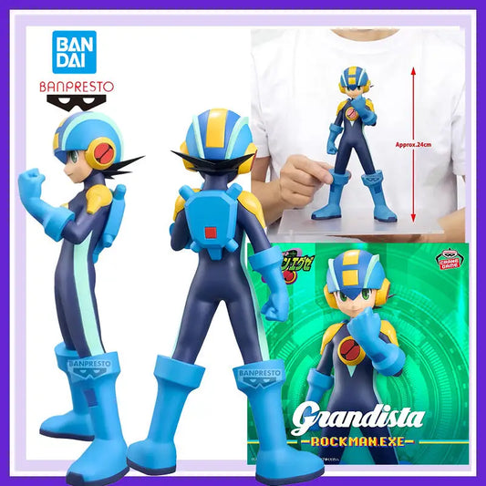 100% Authentic Bandai Banpresto Rock Man Battle Network Grandista Rockman.exe Anime Action Figures Model Ornaments Collect Toy