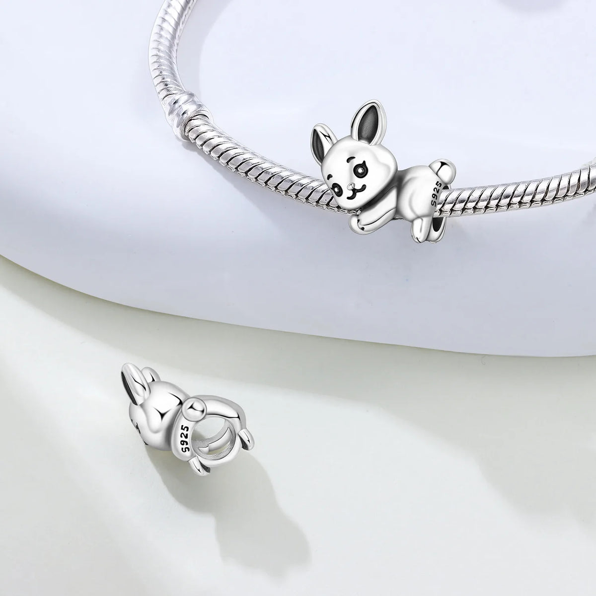 Orstarry 925 Sterling Silver Cute Rabbit Animal Beads Original Pendants Bracelet Charm Jewelry Party DIY Trendy Gifts