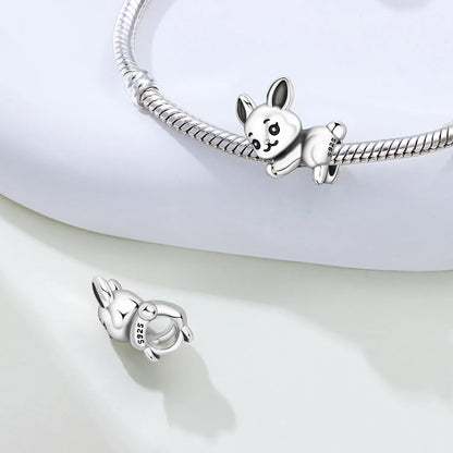Orstarry 925 Sterling Silver Cute Rabbit Animal Beads Original Pendants Bracelet Charm Jewelry Party DIY Trendy Gifts