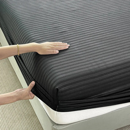 High Quality Striped Embossed Fitted Sheet 1Pc- Microfiber Soft Touch,Breathable Wrinkle Free Anti-Slip, Solid Color Multi-Sizes