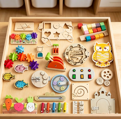 DIY Montessori Busy Board Accessories, Wooden Sensory Educational Toy, Fine Motor Skills & Cognitive Training Learning Toy for K