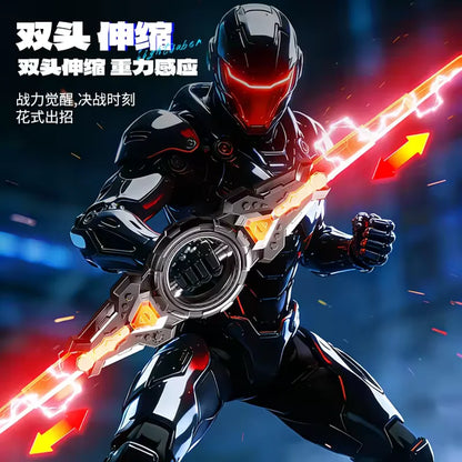 Fire spinning sword, double-edged light sword, children's toy sword, boy's double headed telescopic bearing, rotating knife, lum