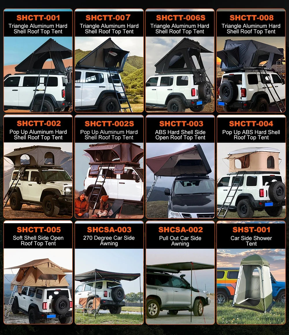 Aluminum 4 Person Rooftop Tent Hard Shell Camping Tent for Car Aluminium Hard Shell Roof Top Tent