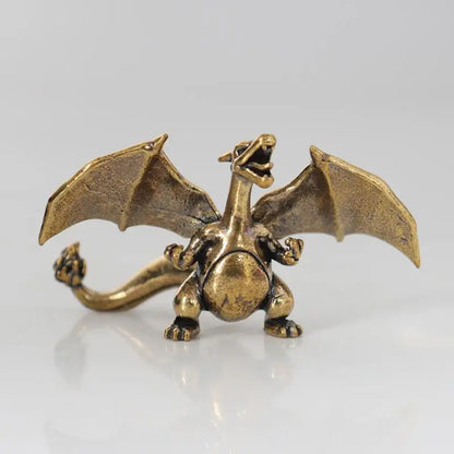 3cm Solid Brass Pokémon Crafts Anime Mini Figurines Charizard Blastoise Dragonite Bulbasaur Cubone Metal Statue Desktop Decor