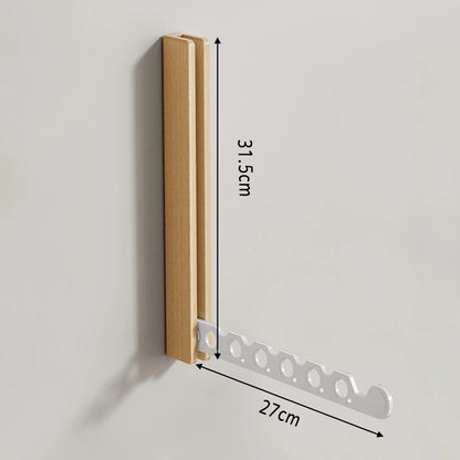 Wood Clothes Hanger  Wall Mounted Drying Rack, Collapsible Design, and Invisible Clothing Organizer for Efficient Space Saving