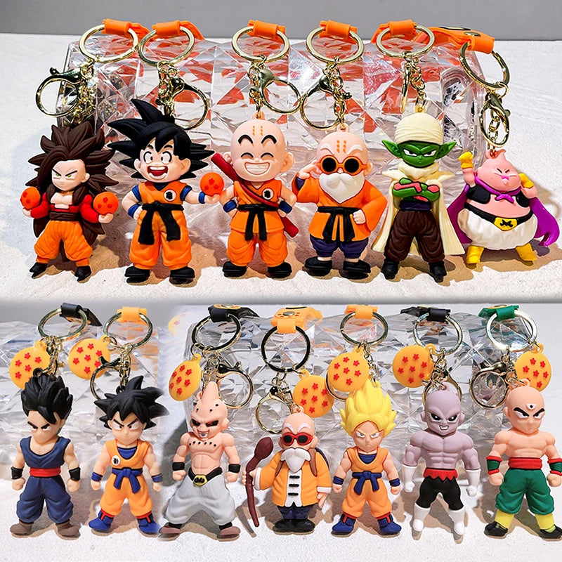 Anime Dragon Ball Keychain Ewelry Son Goku Vegeta Piccolo Action Figures Cute Keyring Bag Pendant Car Ornament Accessories Gifts