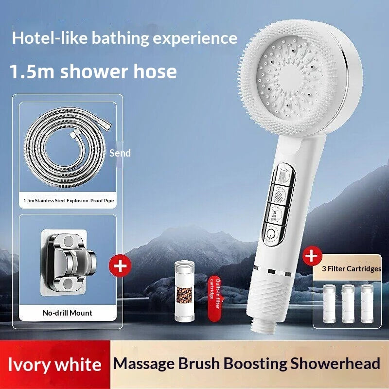 4Modes Pressure Boost Shower Head Multifunction Adjustable Large Water Shower Nozzle Massage Bathroom Accessory