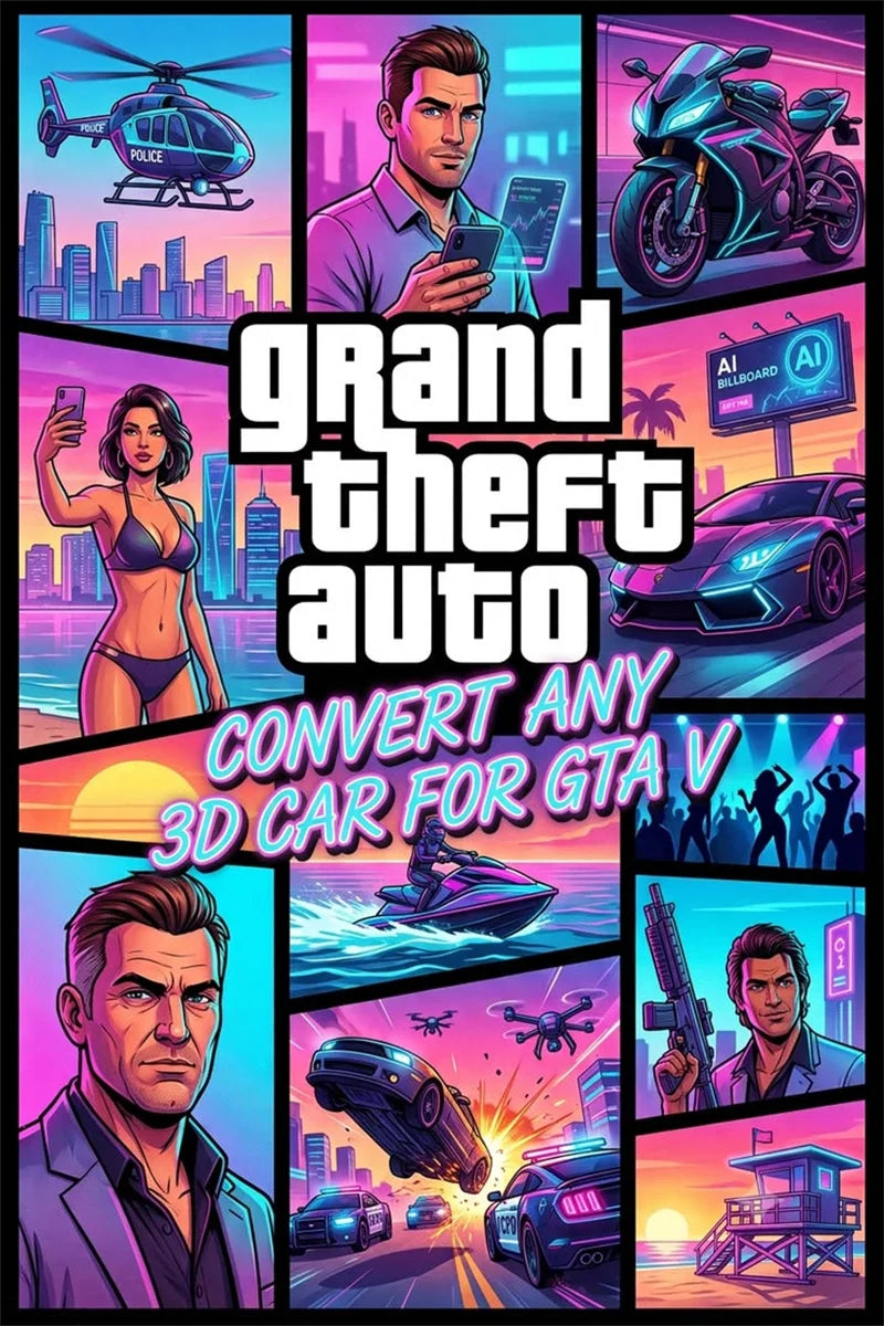 Cool G-Grand The A-Auto Canvas Painting Series 5 6 Hot Game Poster Wall Art Modern Home Boy Bedroom Gaming Room Decor Print Gift