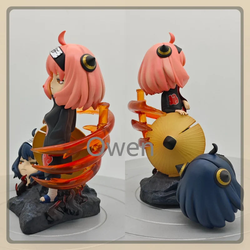 Anya Forger Cosplay Itachi & Sasuke Figure Spy X Family Naruto PVC Action Statue Standing Dual Head Swap Cute Collectible Models