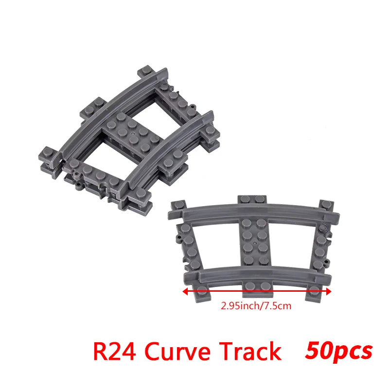 MOC City Bricks Train Flexible Construction Parts Railway Curve Track Building Blocks Model Accessories Compatible with 53401