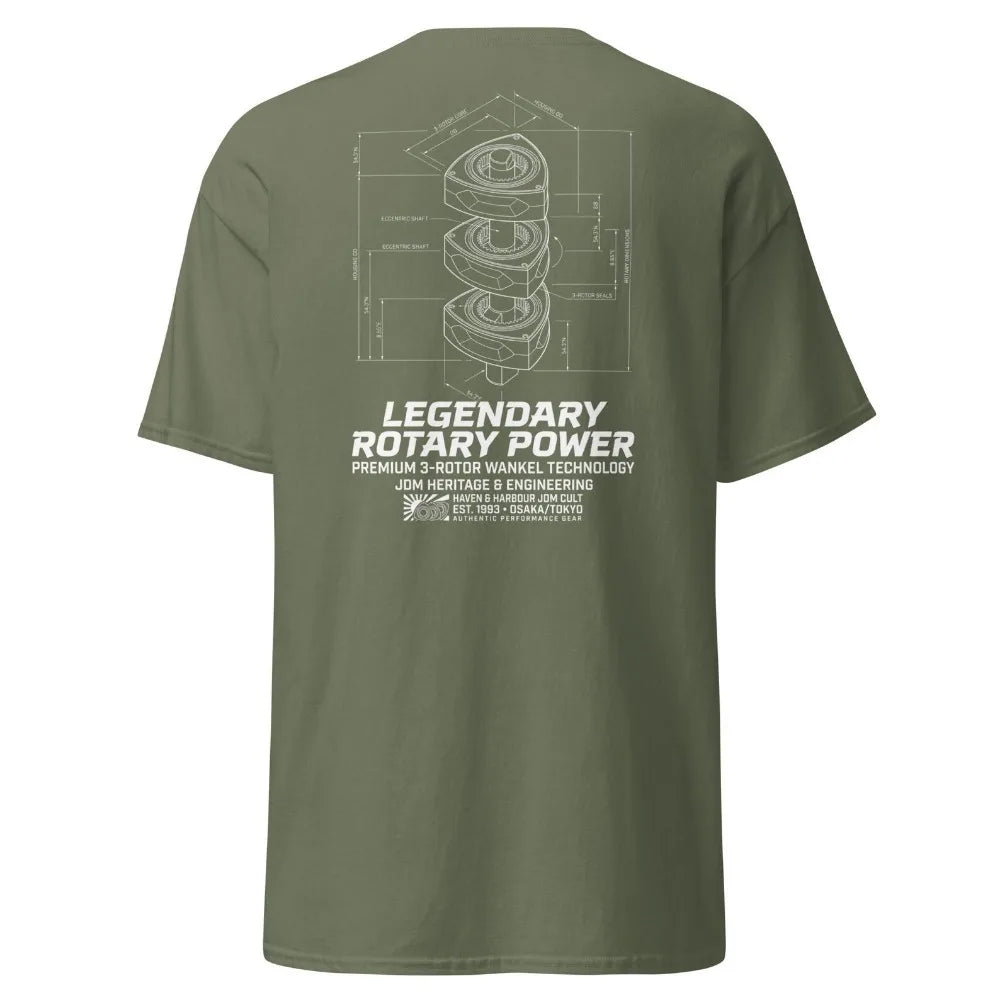 Legendary 3-Rotor Wankel Technology Shirt JDM Rotary Power Blueprint Tee RX7 Enthusiast Gift Japanese Engineering Clothes