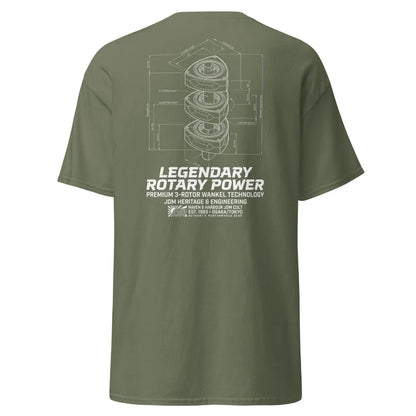 Legendary 3-Rotor Wankel Technology Shirt JDM Rotary Power Blueprint Tee RX7 Enthusiast Gift Japanese Engineering Clothes