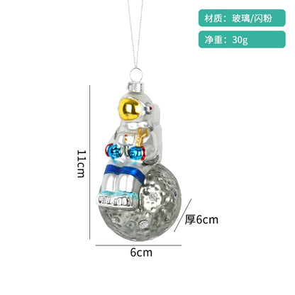 Christmas Decorations Creative Glass Painted Ornaments Astronaut Hot Air Balloon Globe Small Pendants Christmas Tree Hanging Decorations