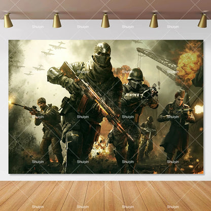 Call of Duty Theme Backdrop Kids Birthday Decorations Party Supplies Banner Poster Stimulating Game Boys Favor Gifts Photo Props