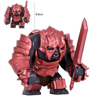 Orc Warrior Block Figures Set, Giant Troll Monster + 20Pcs Armored Soldier Models, Fantasy Army Building Bricks, Detailed Armor