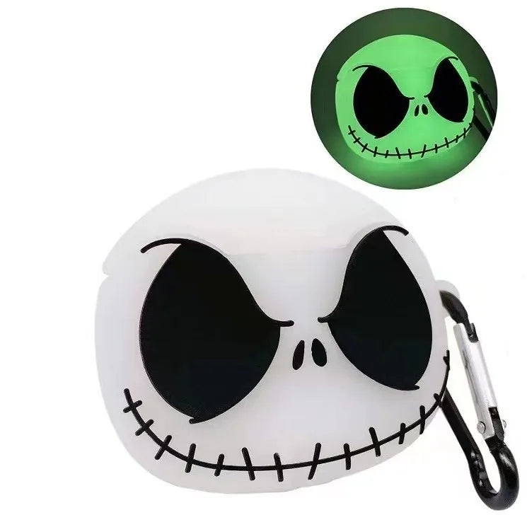 For Airpods Pro 2 Case,Luminous Skull Silicone Protective Earphone Cover For Airpods 4 Case 2024 Funda For Kids Girls