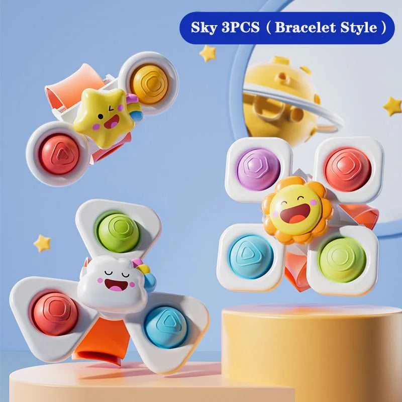 Suction Cup Spinning Cartoon Animal、Insects Spinner Toys Baby High Chair Window Gyro Stress Reliever Kids Bath Toys Gift