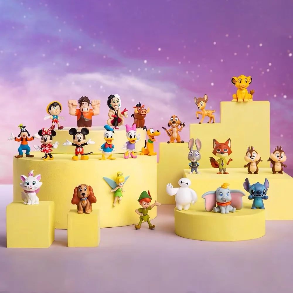 Disney original 100th Mini Figureines Bottle Toy  Princess Series Villain Series Figurine Toy Model For Kids Gifts