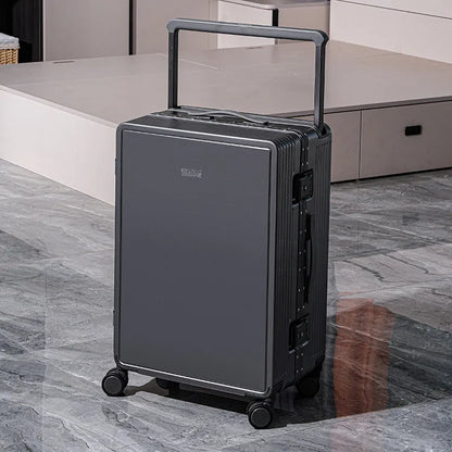 KLQDZMS Suitcase Women's Zipper Boarding Box Men's Aluminum Frame Trolley Case 20"24"26"28 Inch Large Capacity Travel Luggage