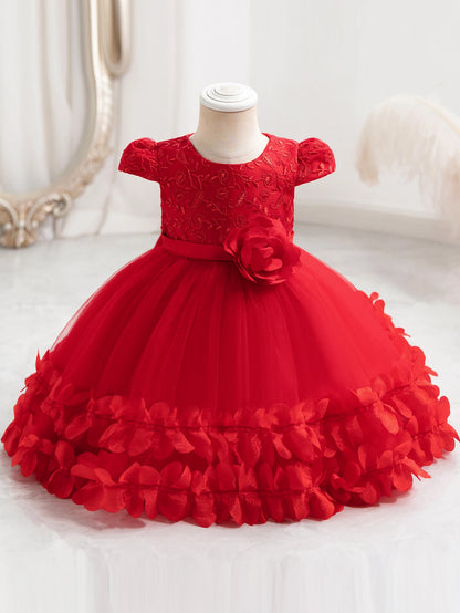 Girls' performance dress three-dimensional lace princess dress Festival fluffy skirt gauze dress dress dress dress flower girl d