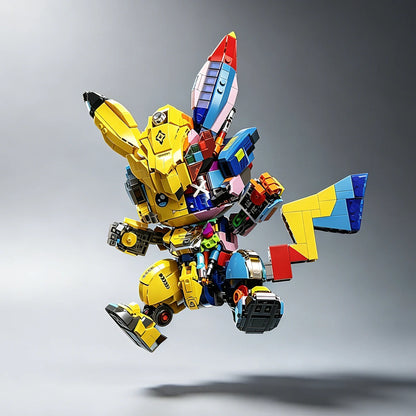 Designer Home Decor Pokemon Mecha Pikachu Display Kit Desk Anime Creative Model Building Block Bricks Gift 1500+PCS