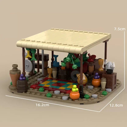 MOC Notice Board Building Blocks Bee Farm Fountain Bonfire Stove Medieval Town Street View Water Wall Bridge Road Sign Brick Toy