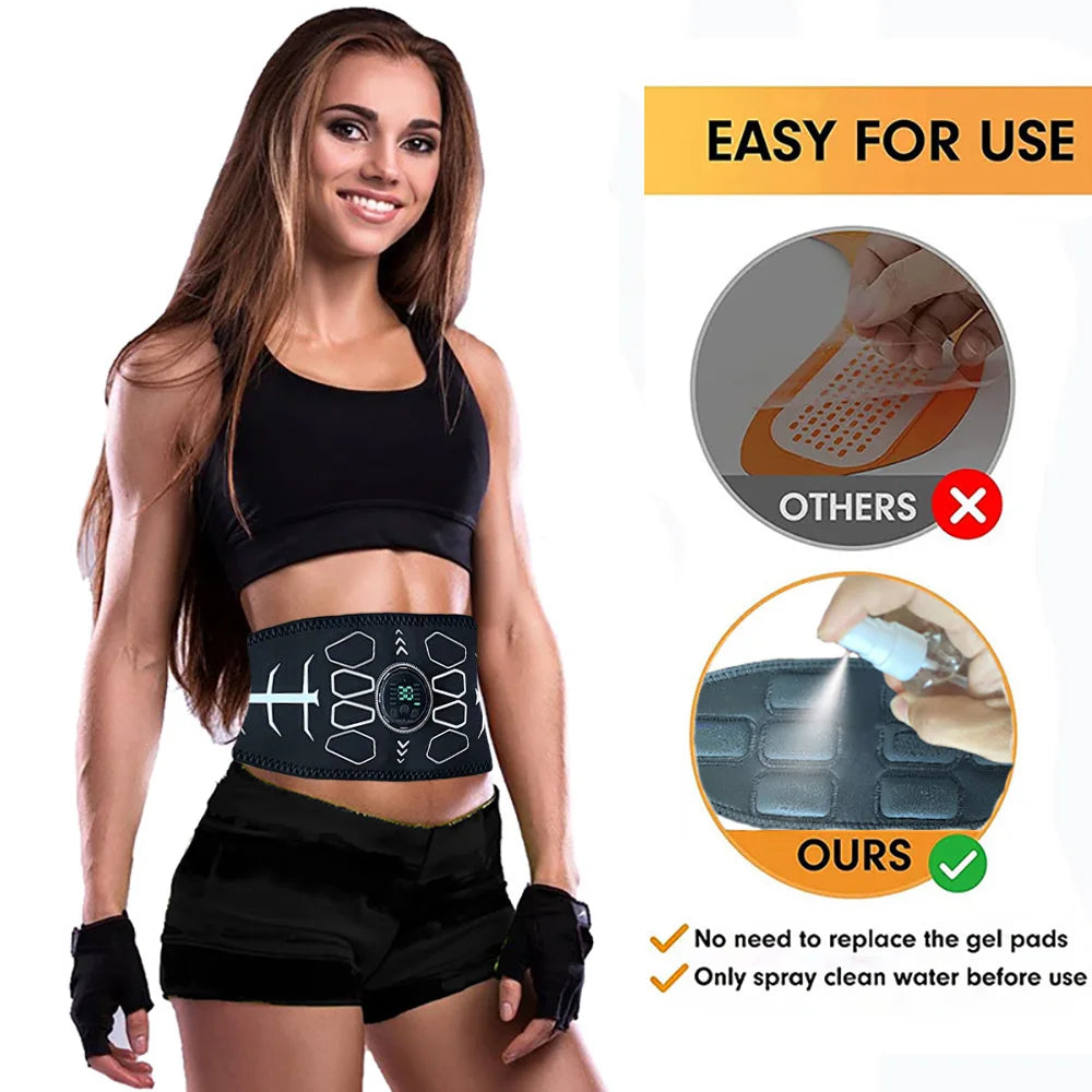 Abdominal Toning Belt Muscle Toner EMS Muscle Stimulator Abs Trainer Recharge Body Massager Weight Loss Fitness Equipment Unisex