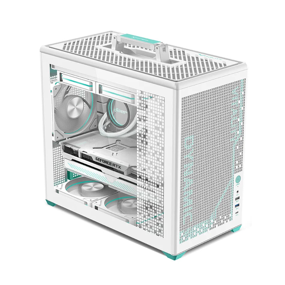 Power Train P80 Desktop MATX Case Glass Side Transparency Handheld Quick Release Desktop Computer Support 240 water cooling