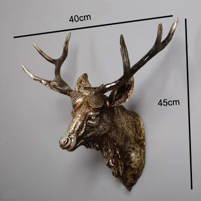 Deer Head Wall Mount Decor 17.5 inch Faux Deer Head Sculpture for Bar Background Wall Mount Home Living Room Wall Art Christmas