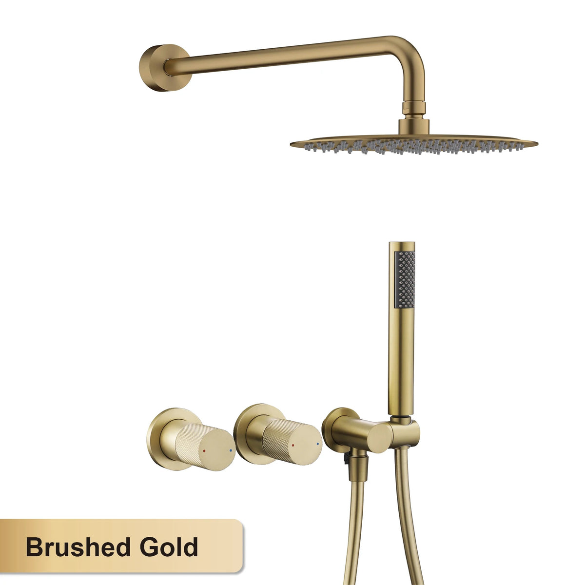 Luxury Bathroom Brass Gun Grey Wall-Mounted Shower System 2 Function Embedded Bath Mixer Tap Dual Spray Rainfall/Handheld