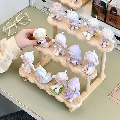 Pure Solid Wood Figure Display Rack Storage Rack Desktop Trendy Figure Pops Mart Blind Box Doll Succulent Green Plant Ladder Rac