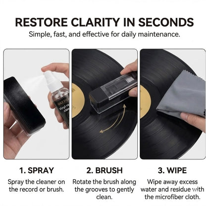 Anti Static Vinyl Record Cleaner Spray Kit Deep Groove Dust Remover Alcohol Free Liquid Microfiber Cloth Turntable LP Brush