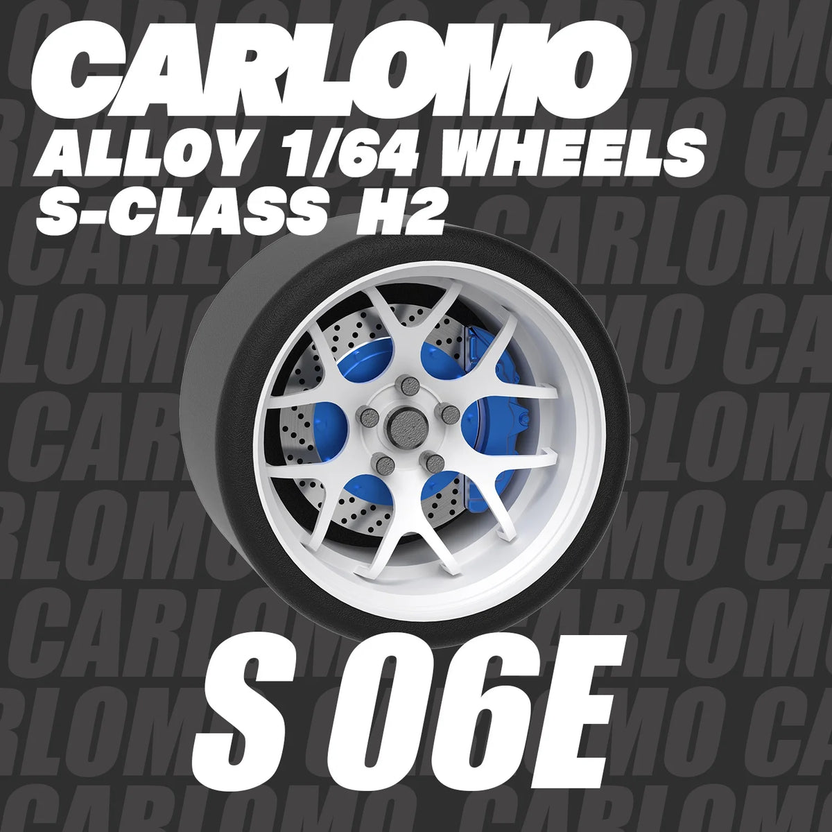 Carlomo S-Class Brand New 1/64 Alloy Wheels Rubber Tires with Brake Disc Assembly Rims for Model Diecast Car for model cars