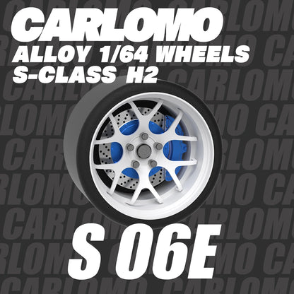 Carlomo S-Class Brand New 1/64 Alloy Wheels Rubber Tires with Brake Disc Assembly Rims for Model Diecast Car for model cars