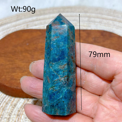 Natural Crystal Blue Flashy Apatite Tower Healing Gemstones High Quality Mineral Reiki Ornament Home Decorations Gift